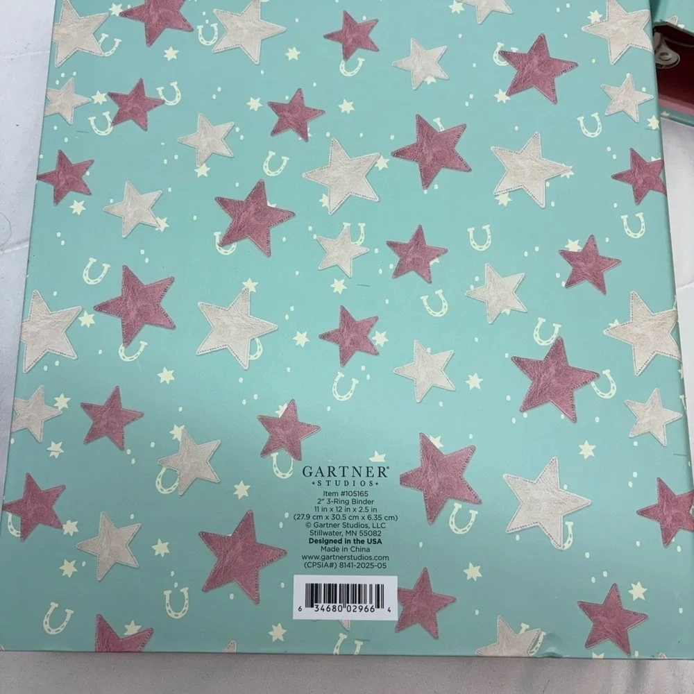 Set of 3 New GARTNER Studios 2” 3 ring binders Star Patterned Binders pink teal